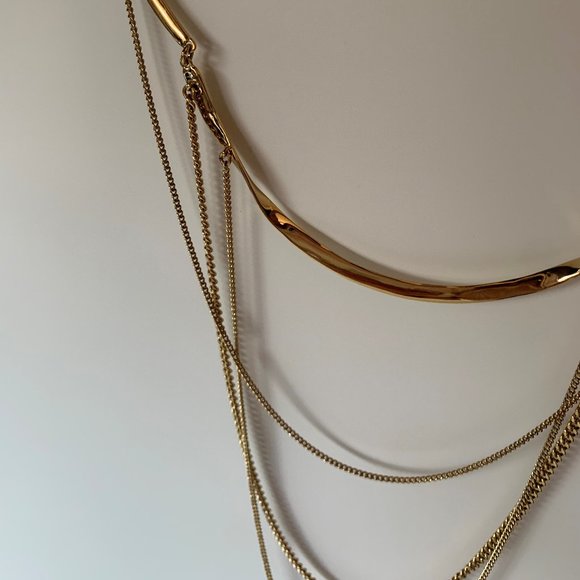 Stella & Dot gold tiered multi-chain necklace - Picture 7 of 8